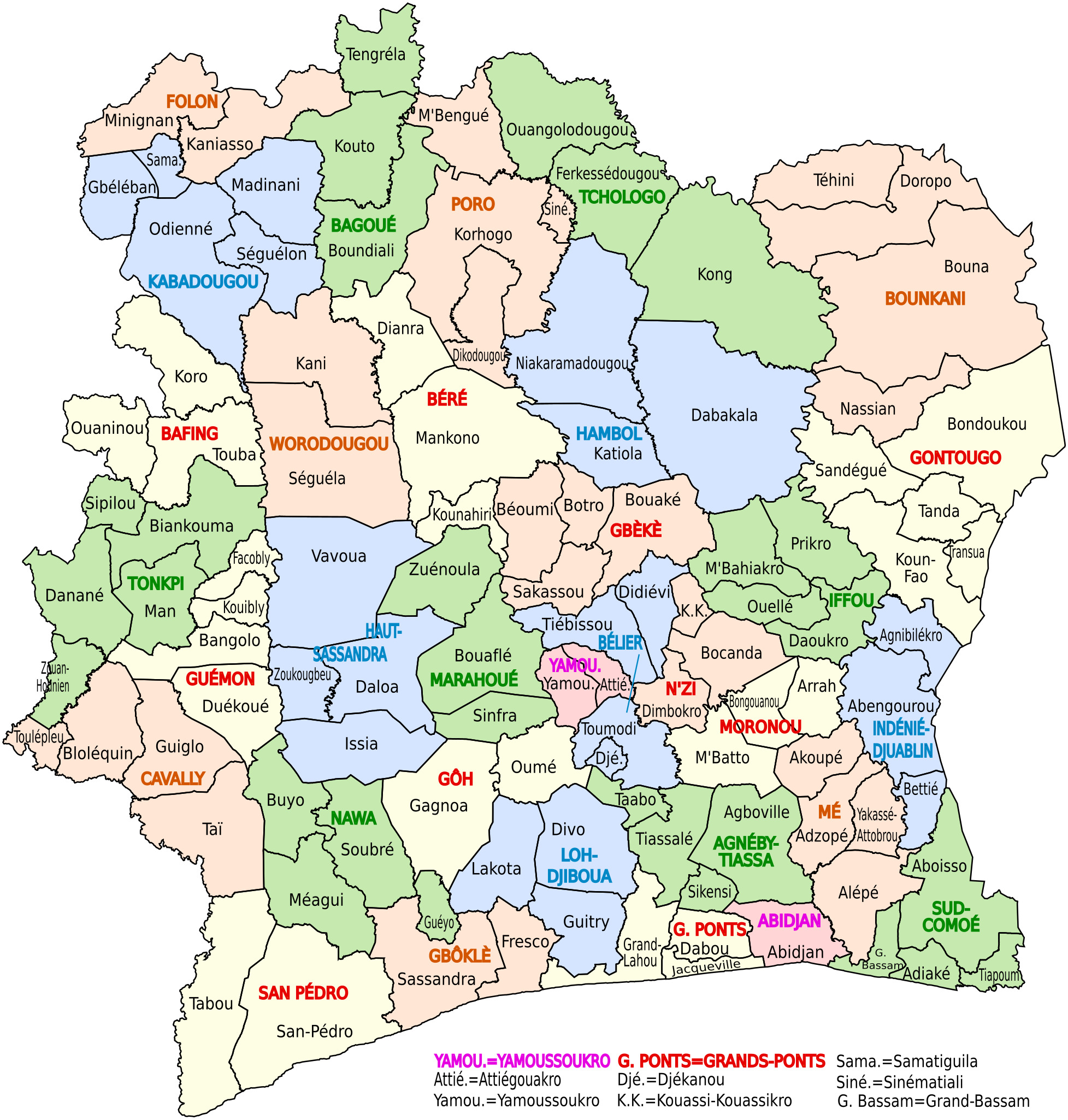 Carte de la Côte d'Ivoire